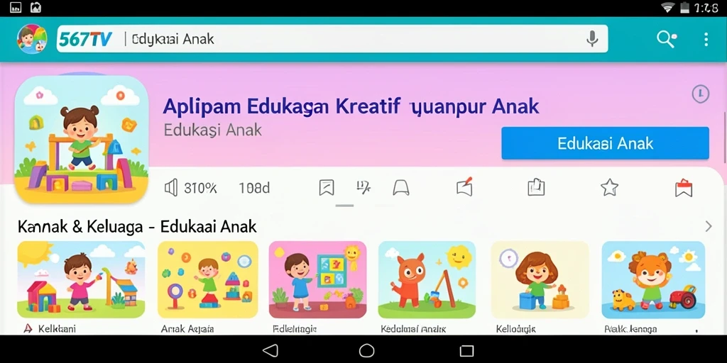 Antarmuka 567TV yang ramah anak dengan konten edukatif.