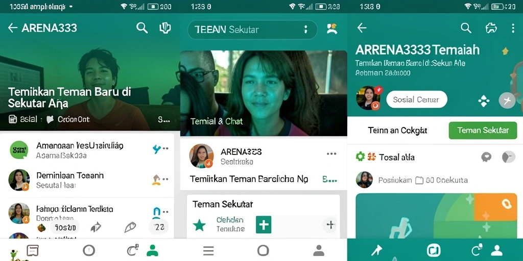 Antarmuka ARENA333 menampilkan fitur Teman Sekitar yang menarik.