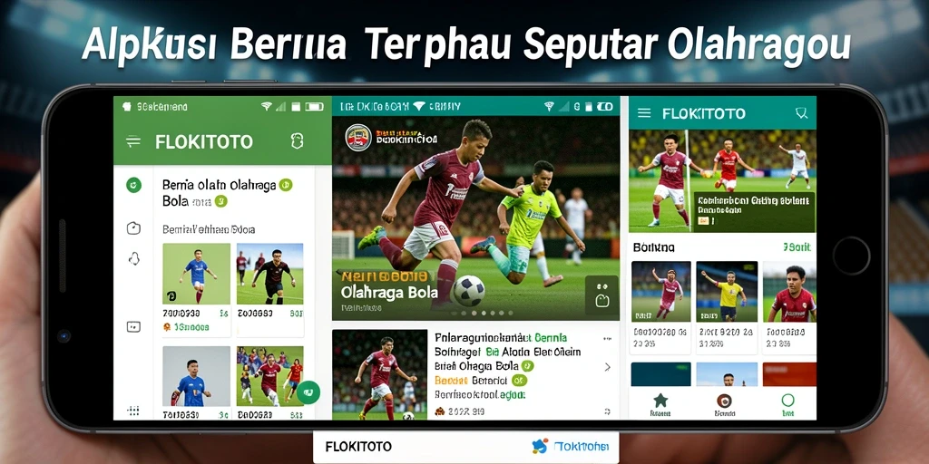 Screenshot antarmuka aplikasi FLOKITOTO yang menampilkan berita olahraga bola.
