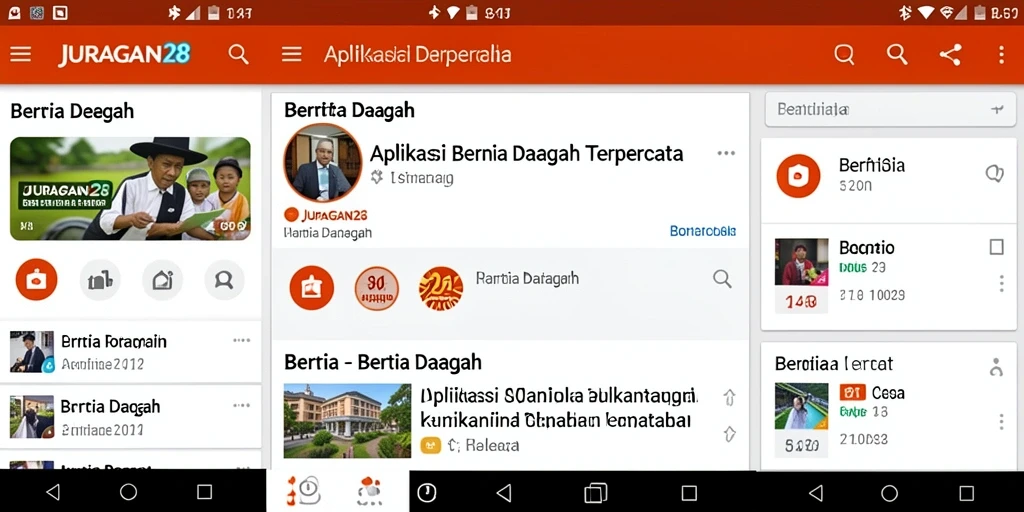 Antarmuka JURAGAN28 menampilkan berita daerah yang menarik dan informatif.