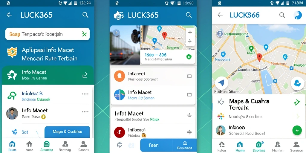 Antarmuka aplikasi LUCK365 dengan informasi lalu lintas real-time.