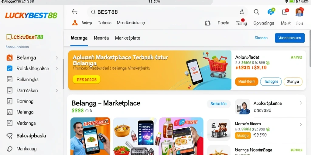 Antarmuka pengguna LUCKYBEST88 yang sederhana dan menarik untuk belanja.