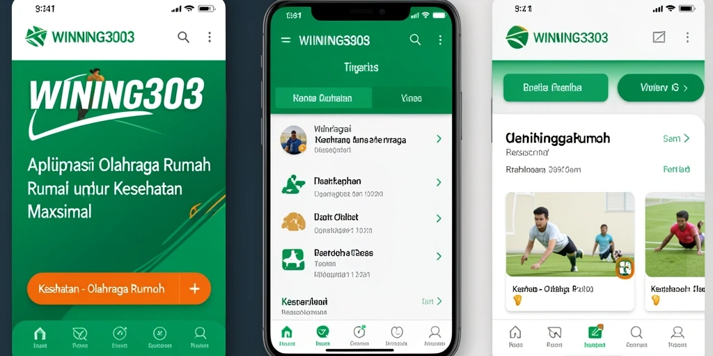 Antarmuka aplikasi WINNING303 untuk olahraga rumah yang interaktif dan informatif.